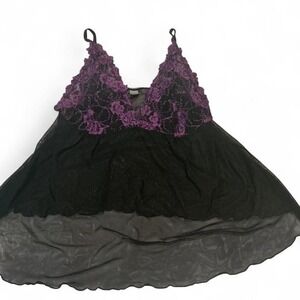 PINK K Black Purple Lace Babydoll Chemise Lingerie Teddy
